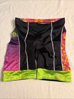 Primal Women’s Black Bike Shorts with Multicolor Panels